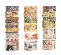 Songdao 24 rollos Vendimia Washi Tape Set, Cinta Adhesivo Decorativo Masking Tapes para Artes, Bullet Journal, Scrapbooking, Bricolaje (3-Ocean Odyssey)