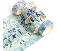 Songdao 6 Rollos Flor Oro Washi Tape Set cinta adhesiva decorativa Lámina de plata Washi Glitter Adhesivo de Cinta Decorativa para DIY Crafts Scrapbooking (Mystic Petals)