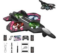 SONGDIQI Avión de Combate Acrobático RC para Adultos con Giros de 360° Y Luces LED, Aviones Teledirigidos de Espuma, Drones con Batería y Hélices(Pink+3Battery)