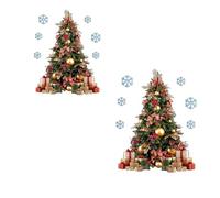 Songelt Calcomanías de Navidad para ventana, diseño de bola de pino, estática, decoración para fiestas de vacaciones, calcomanías para vidrio