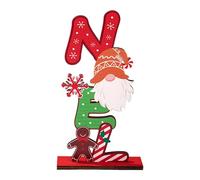 Songelt Decoración de madera hecha a mano con panes de jengibre y renos, decoración para festivales, hogar, oficina, mesa, decoración segura para niños, adornos navideños