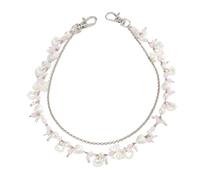 Songelt Llavero decorativo de cadena de hierro con cuentas de cristal y perlas para jeans, bolsos, accesorios de moda, perlas de aleación, cadena de pantalones, f, Talla única