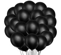 Songjum 100 Piezas Globos de Látex Negro Globos de 12 pulgadas kit de Decoración de Globos para Fiesta Cumpleaños Boda Graduación Aniversario Celebración (Negro)