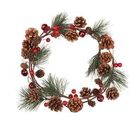 Songjum Decoración Navideña Guirnalda 6.5 FT Guirnalda de Abeto Navidad con Campanas Rojas Corona de Navidad Puerta para Chimenea Escaleras Puerta Manto Exterior Ventana Repisa