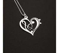 SONGK 1 Uds, Corazón de Acero Inoxidable, Clave de Sol, Clave de Sol, Clave de Sol, Collar de corazón, Nota Musical, Clave de Sol, Colgante, joyería con Encanto