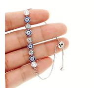 SONGK 3 Colores Oro Rosa Color Plata 5mm Chispeante Mal de Ojo Cadena de eslabones Chica Mujeres joyería turca Pulsera pavimentada