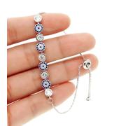 SONGK 3 Colores Oro Rosa Color Plata 5mm Chispeante Mal de Ojo Cadena de eslabones Chica Mujeres joyería turca Pulsera pavimentada