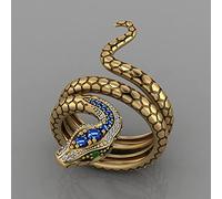 SONGK Anillo Creativo de Serpiente para Mujer, Color Dorado, Ojo Verde, Estilo Punk, Anillos de Personalidad para Fiesta de Hip Hop, Regalo para Chica Genial, joyería de Moda