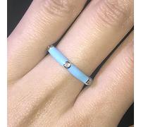 SONGK Anillo de Esmalte de Estilo Simple de 10 Colores pavimentado con Piedra de circonita cúbica Brillante Anillo de Compromiso de Moda para Mujer
