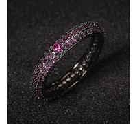 SONGK Anillo de Plata 925 de circonita de Diamante de Color magnífico de Lujo línea de circonita Negra Anillo geométrico Simple Regalo de cumpleaños Anillo de joyería de Boda