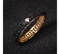 SONGK Anillo de Plata 925 de circonita de Diamante de Color magnífico de Lujo línea de circonita Negra Anillo geométrico Simple Regalo de cumpleaños Anillo de joyería de Boda
