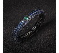 SONGK Anillo de Plata 925 de circonita de Diamante de Color magnífico de Lujo línea de circonita Negra Anillo geométrico Simple Regalo de cumpleaños Anillo de joyería de Boda