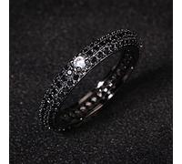 SONGK Anillo de Plata 925 de circonita de Diamante de Color magnífico de Lujo línea de circonita Negra Anillo geométrico Simple Regalo de cumpleaños Anillo de joyería de Boda