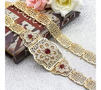 SONGK Cinturón de caftán para Mujer, Color Dorado, Rojo, Verde, Piedra, Boda étnica, cinturón de Cadena de Metal para la Cintura, joyería