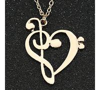 SONGK Collar con símbolo de Nota Musical, bajo Agudo, Clave de Sol GF, corazón, Colgante de música de Color Dorado y Plateado, joyería Simple Minimalista