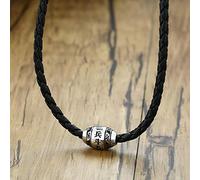SONGK Collar para Hombre, 9 Palabras, Mantra de Buda, Cuentas de la Suerte, Colgante de Acero Inoxidable con Cuerda Trenzada Negra, joyería Masculina, Cadena de 20 Pulgadas