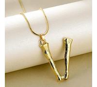 SONGK Collares de 26 Letras de bambú de Metal Dorado Grande para Mujer, Collar con Colgante de Alfabeto Inicial, Cadena de eslabones de Moda, joyería, Regalos