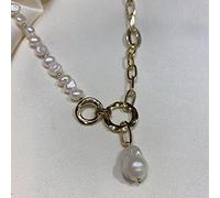 SONGK Collares Pendientes Irregulares de Perlas de Agua Dulce Naturales para Mujer, Cadena Gruesa, círculos, Collares de Perlas barrocas, Elegantes