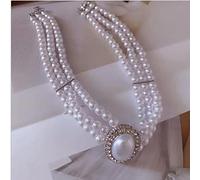 SONGK Elegante Barroco de Tres hebras Collar Planet Gargantilla Collar de Perlas para Mujeres Niñas Boda Regalos Vintage Joyería de Fiesta