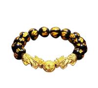 SONGK Feng Shui - Pulsera de perlas para hombre, mujer, unisex, oro negro, pixiu riqueza y buena suerte, color cambiante