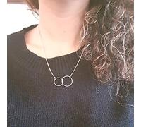 SONGK Gargantilla con Enclavamiento Circular, Collar con Colgante de Doble círculo, Collar geométrico Redondo de Color Dorado y Plateado, joyería de Moda para Mujer