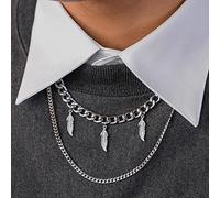 SONGK Gargantillas Cadena con Goteo encantos de Plumas de Acero Inoxidable para Hombres Mujeres Pilas Collar Popular