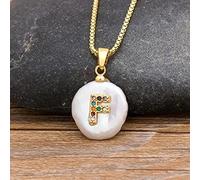 SONGK Moda Alfabeto Inicial Letras AZ Natural Agua Dulce Colgante Collar de Perlas de Cobre Zirconia Gargantilla Regalo de la joyería para Las Mujeres