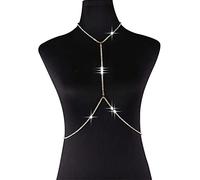 SONGK Mujeres Verano Sexy Brillante Cristal Strass Sujetador Pecho Cuerpo Cadena Bikini joyería Cadenas de piernas para Mujeres Verano Playa Vestido Sexy