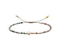 SONGK Pulsera de Cuerda de la Amistad Tejida a Mano con Cuentas, Pulsera de Perlas de Agua Dulce Natural para Mujeres de Verano Europeas y Americanas, Regalo