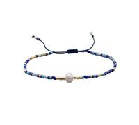 SONGK Pulsera de Cuerda de la Amistad Tejida a Mano con Cuentas, Pulsera de Perlas de Agua Dulce Natural para Mujeres de Verano Europeas y Americanas, Regalo