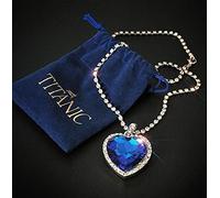 SONGK Titanic Heart of Ocean Collares para Mujer Peach Heart Blue Crystal Zircon Conjuntos de joyería Joyería de Compromiso de Boda Femenina