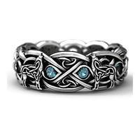SONGK Vintage 925 Anillos de Plata esterlina Anillo de Dedo de Lobo Ajustable para Mujeres niñas joyería de Moda de Boda