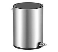 SONGMCIS Cubo de Basura para Cosméticos, 3 L, Cubo de Basura de Baño, con Tapa, Cierre Suave, con Pedal, Interior de Plástico Extraíble, para Baño, Oficina, Acero, Plata Metálico LTB011E01