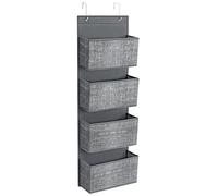 SONGMICS 1 Organizador de Puerta con 4 Bolsillos, 33,5 x 12 x 100 cm | 1 Bolsa Colgante de Puerta y Pared, para Dormitorio, Sala de Estar, Oficina, Gris, Colección TINA RDH004G11