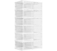SONGMICS 12 cajas de zapatos de plástico de color transparente y blanco nube