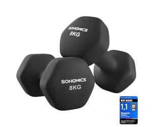 SONGMICS 2 mancuernas hexagonales con revestimiento de neopreno para entrenamiento de fuerza, fitness y hogar