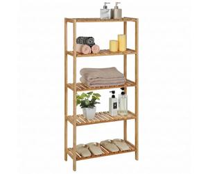 SONGMICS 5 Niveles Estantería de bambú para baño Librería Organizador Zapatero 130 x 60 x 26 cm BCB35Y