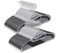 SONGMICS 50 Perchas de Plástico, Apertura en Forma de U, Antideslizantes, Ahorro de Espacio, 0,5 cm de Grosor, 41,5 cm de Largo, Gancho Giratorio 360º, Gris Claro y Gris Oscuro CRP41G-50