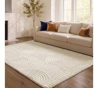 SONGMICS Alfombra con Diseño Geométrico 3D, Pelo Alto y Bajo, Base Antideslizante, Lavable a Máquina, 230 x 160 x 1 cm, Blanco, para Salón y Dormitorio, Colección Hila TAR134WZ02