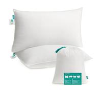 SONGMICS Almohada, Juego de 2, 50 x 70 cm, Relleno de 800 g, Funda de Suave Tejido de Poliéster Cepillado, Cojín, Lavable a Máquina a 60°, con Bolsa de Almacenamiento, Blanco Nube TBP006W02