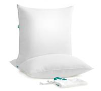 SONGMICS Almohada, Juego de 2, 80 x 80 cm, Relleno de 1500 g, Funda de Suave Tejido de Poliéster Cepillado, Cojín, Lavable a Máquina a 60°, con Bolsa de Almacenamiento, Blanco Nube TBP002W02