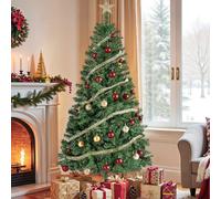 SONGMICS Árbol de Navidad Artificial, Abeto de 180 cm, Ramas de PVC, con Soporte de Metal, Montaje Rápido, Verde LAT002CZ01