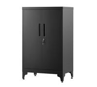 SONGMICS Archivador de Oficina, Armario Multifuncional, 2 Puertas, con Cerradura, Almacenamiento de Acero, para Sala de Estar, Negro Mate OMC012B01