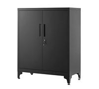SONGMICS Archivador de Oficina, Armario Multifuncional, 2 Puertas, con Cerradura, Almacenamiento de Acero, para Sala de Estar, Negro Mate OMC013B01