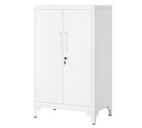 SONGMICS Archivador de Oficina, Armario Multifuncional, 2 Puertas, con Cerradura, Almacenamiento de Acero, para Sala de Estar, Blanco Mate OMC012W01
