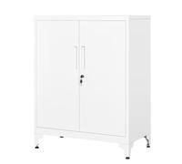SONGMICS Archivador de Oficina, de 2 Puertas, con Cerradura, de Acero | Armario Multifuncional de Almacenamiento, para Sala de Estar, Blanco Mate, Colección BEREND OMC013W01