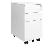 SONGMICS Archivador Móvil, Cajonera de Oficina con Ruedas y Cerradura, para A4, Documentos, Carpetas de Archivo, Blanco OFC031W01