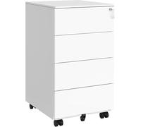 SONGMICS Archivador móvil con cerradura y cajones de color blanco nube