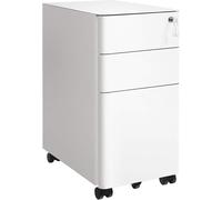 SONGMICS Archivador móvil con ruedas y cerradura de color blanco