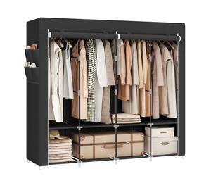SONGMICS Armario, 4 Barras de Ropa, Estantes, 4 Bolsillos Laterales, Almacenamiento, de Tela, Perchero, Plegable, 45 x 170 x 167 cm, Negro Tinta RYG094B02